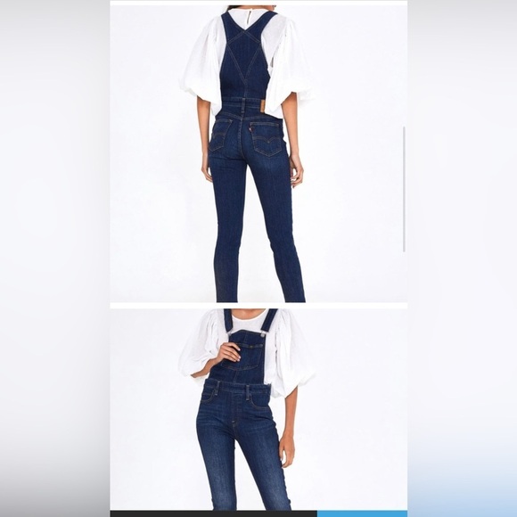 Levi's Dark Wash Skinny Denim Overalls 27 - Picture 2 of 9